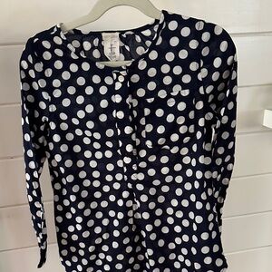 Crewcuts Navy and White Polka Dot Blouse